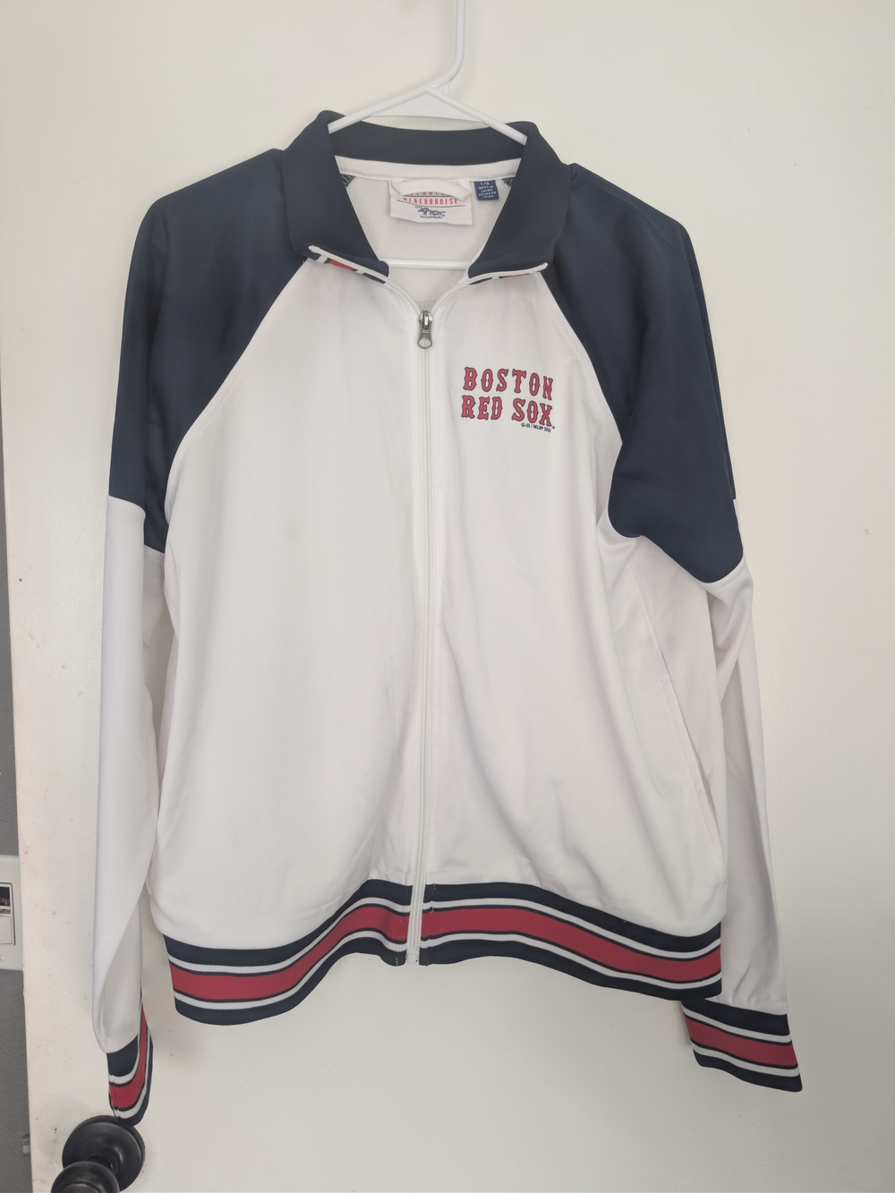 Boston Red Sox Women's White & Navy Full-Zip Jacket Large Like New !!!
